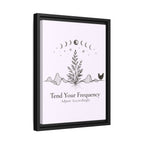 Tend Your Frequency: Adjust Accordingly Botanical Moon Phase Framed Canvas Print