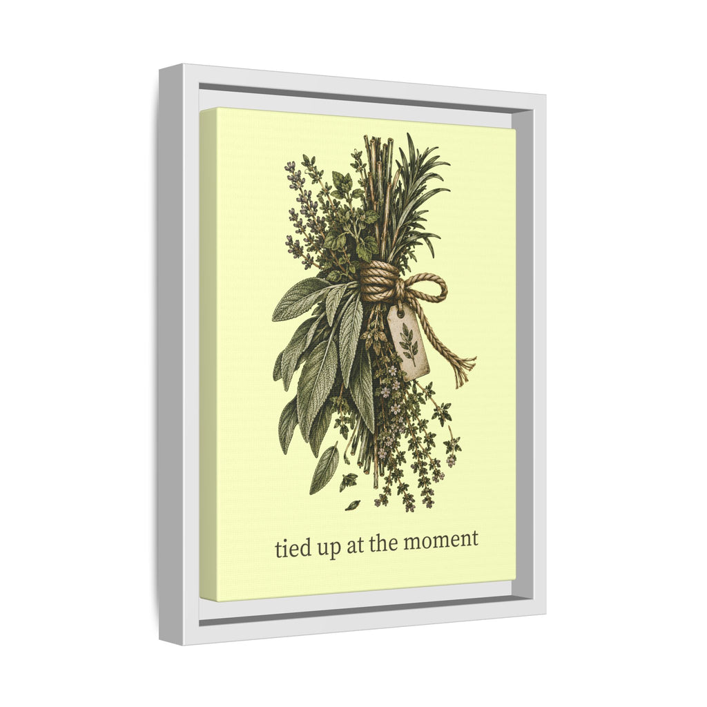Tied Up at the Moment Kitchen Herb Matte Framed Canvas Wall Art