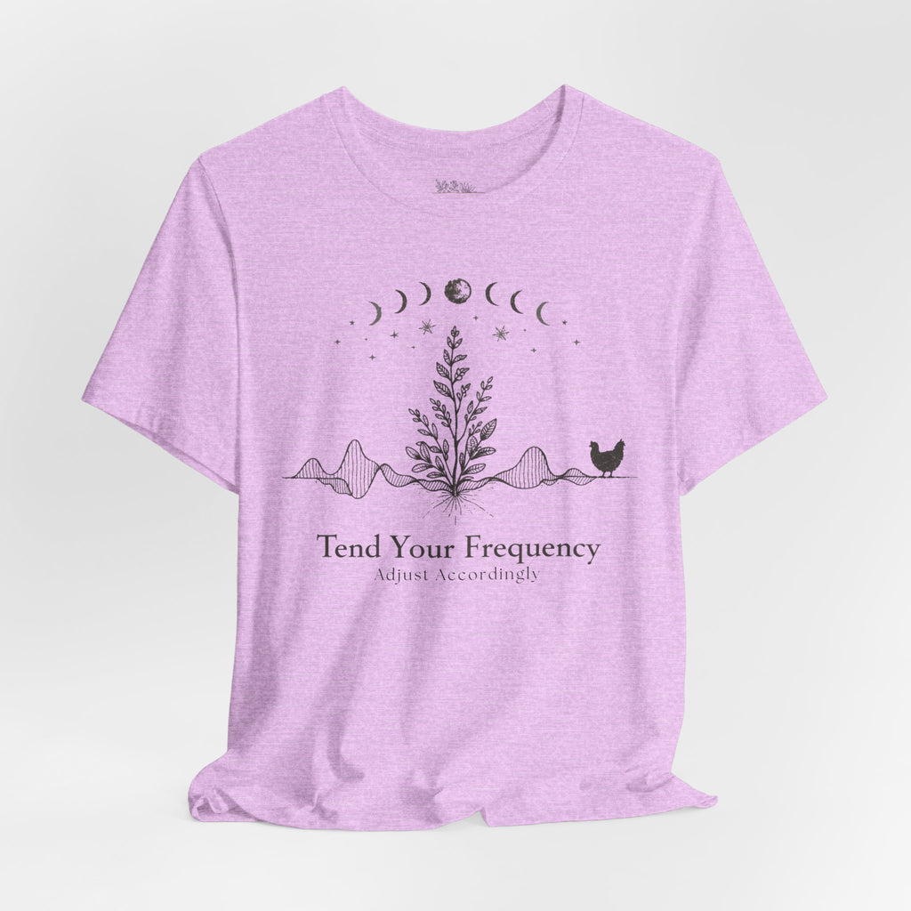 Tend Your Frequency: Adjust Accordingly Moon Phase Botanical Tee