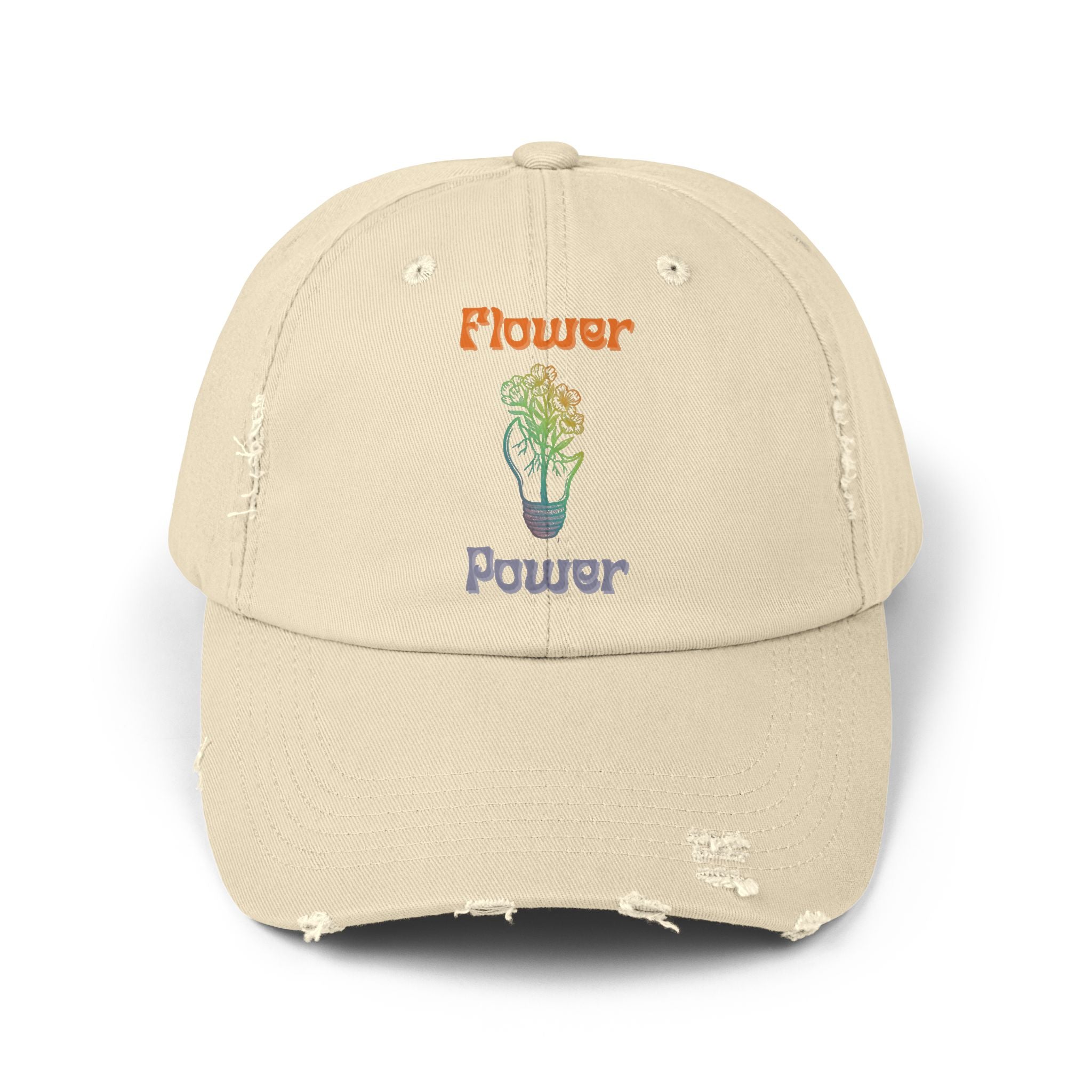 Flower Power Distressed Cap