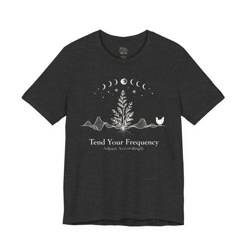 Tend Your Frequency: Adjust Accordingly Moon Phase Botanical Tee