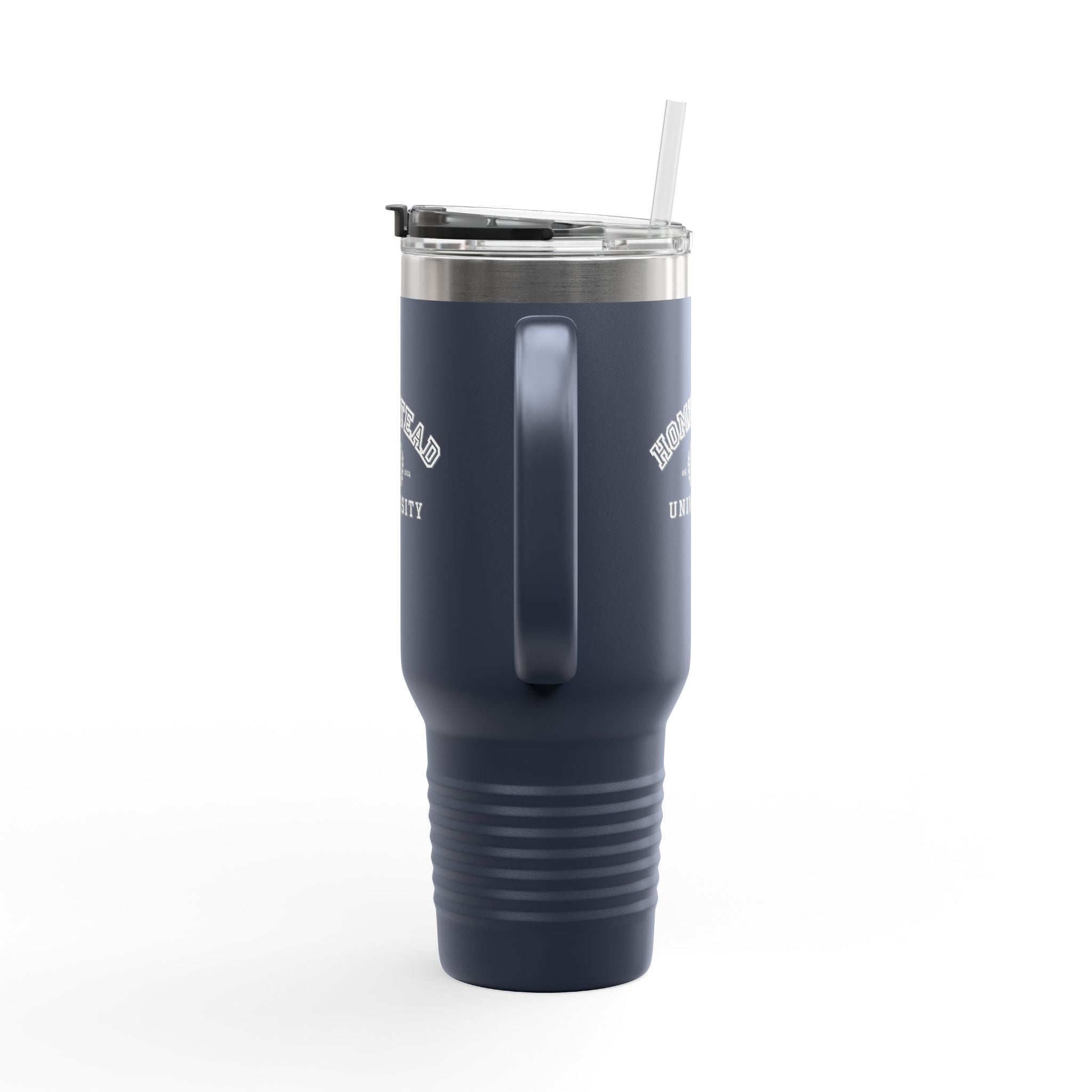 Homestead University 40oz Insulated Travel Mug – Large Stainless Tumbler with Straw