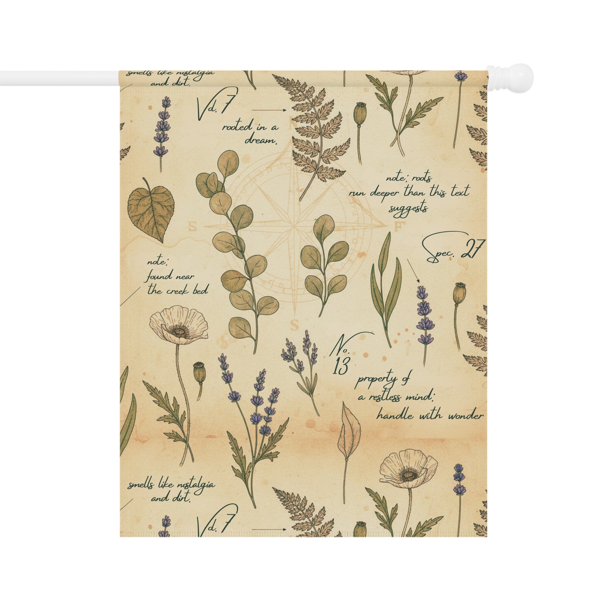 Field Guide Vintage Botanical Garden Flag Banner