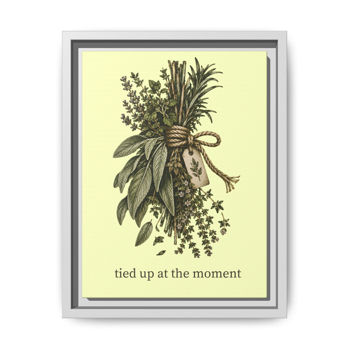Tied Up at the Moment Kitchen Herb Matte Framed Canvas Wall Art