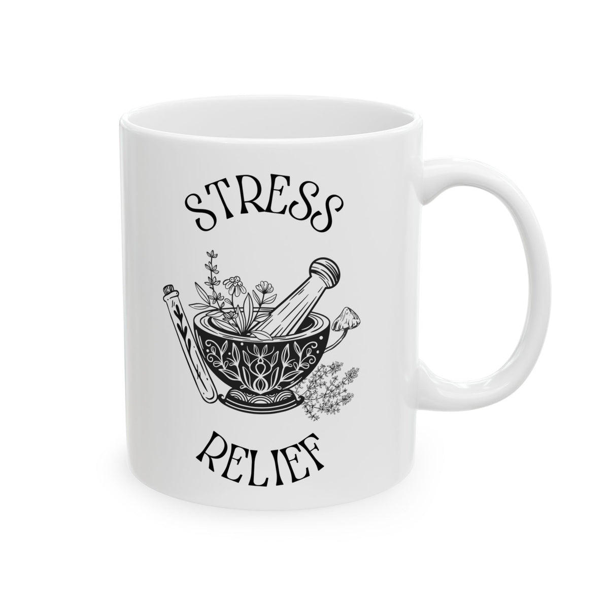 Stress Relief Herbal Mortar and Pestle Ceramic Mug