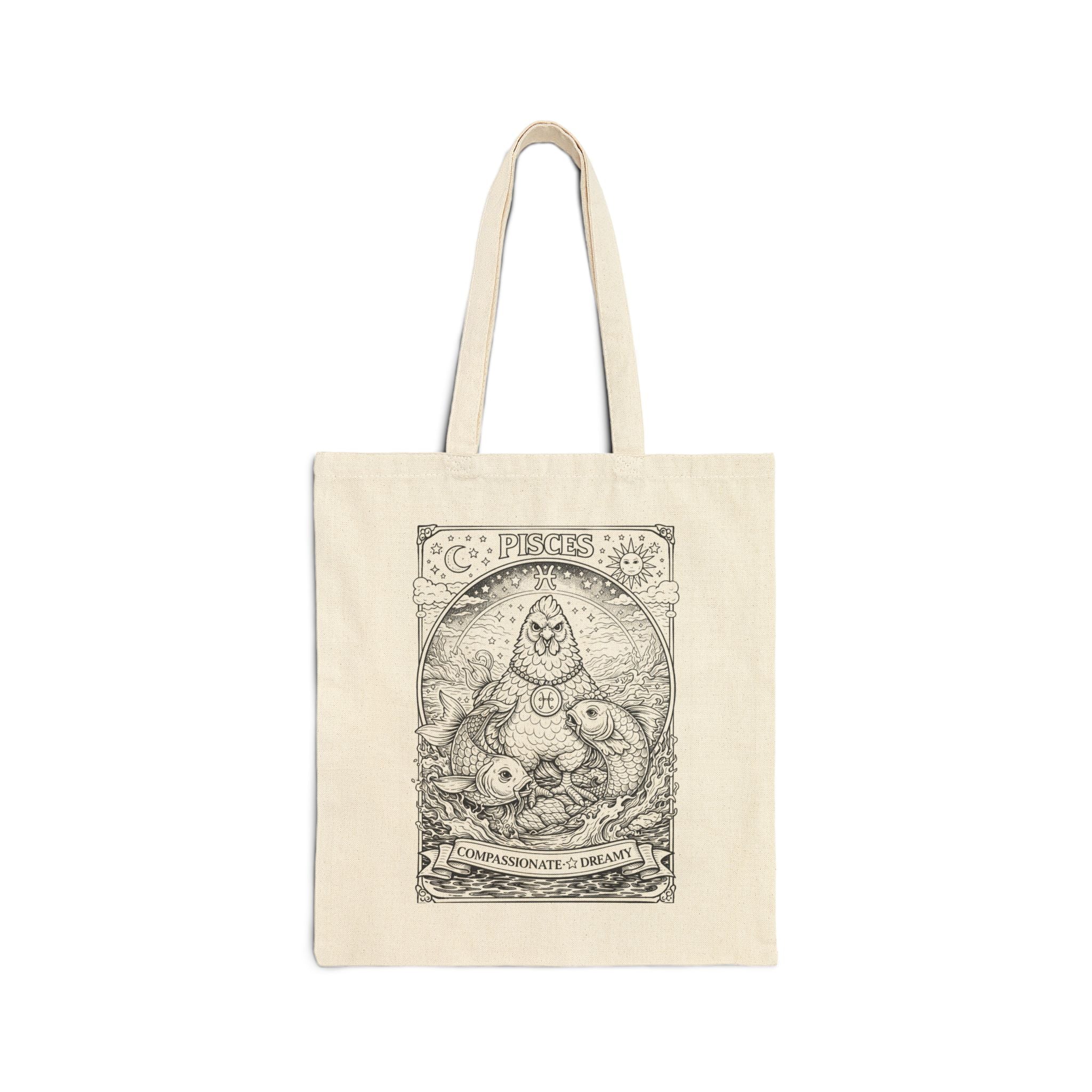 Pisces Chicken Fish Zodiac Coloring Canvas Tote Bag
