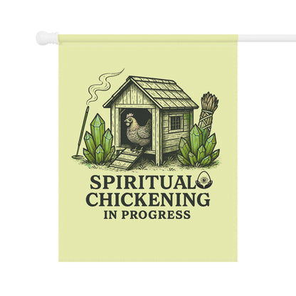 Spiritual Chickening in Progress Garden Banner: Your Mystical Manor
