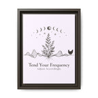 Tend Your Frequency: Adjust Accordingly Botanical Moon Phase Framed Canvas Print