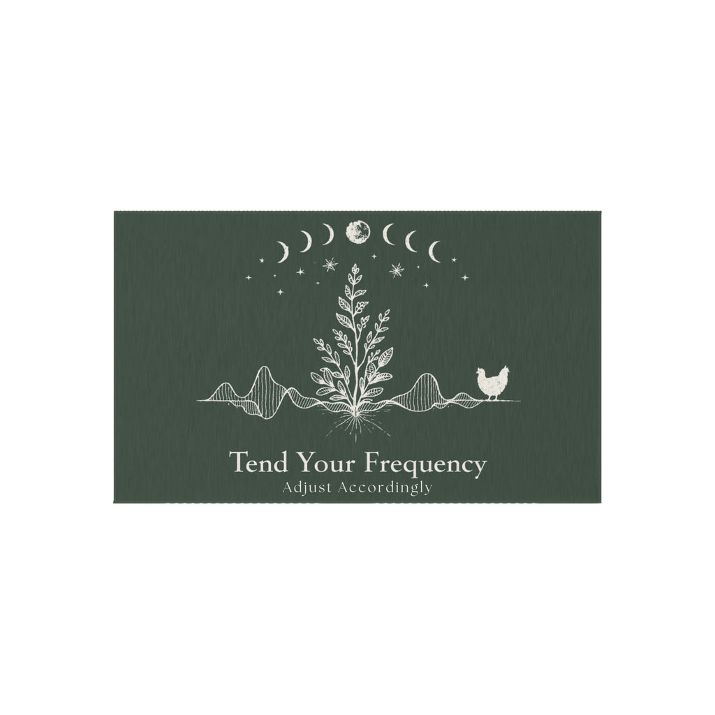 Tend Your Frequency: Adjust Accordingly Botanical Moon Phases Outdoor Rug Doormat