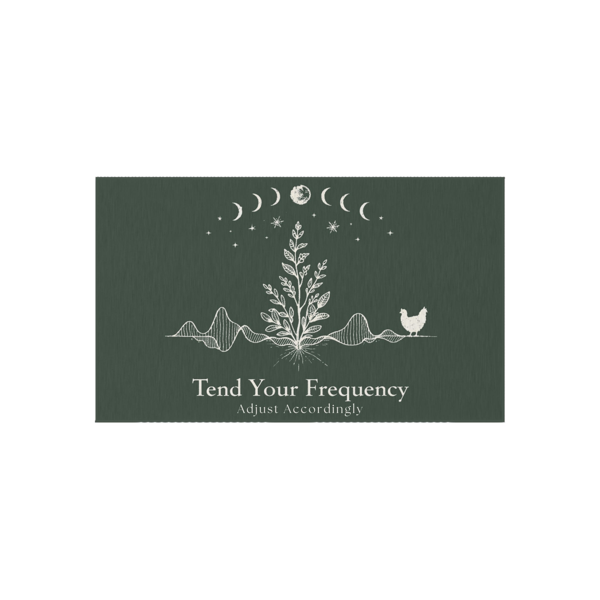 Tend Your Frequency: Adjust Accordingly Botanical Moon Phases Outdoor Rug Doormat