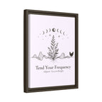 Tend Your Frequency: Adjust Accordingly Botanical Moon Phase Framed Canvas Print