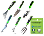 Stainless Steel 6pc Gardening Tool Set (Includes Trowel Transplanter Rake Weeder Cultivator Fork)
