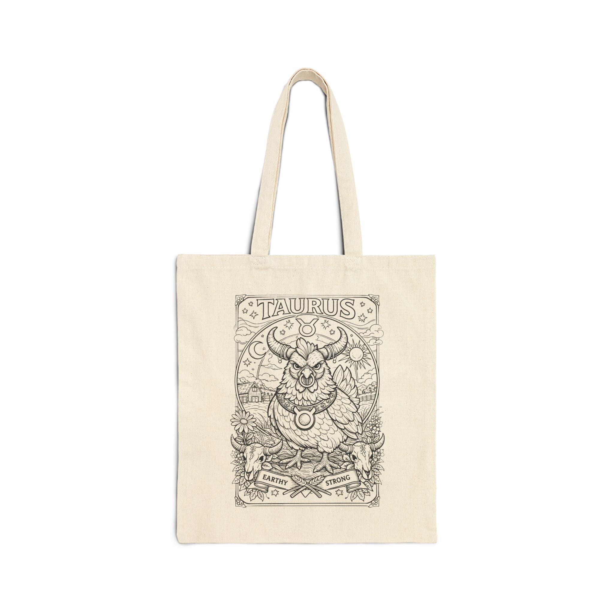 Zodiac Chicken Coloring Canvas Tote Bag