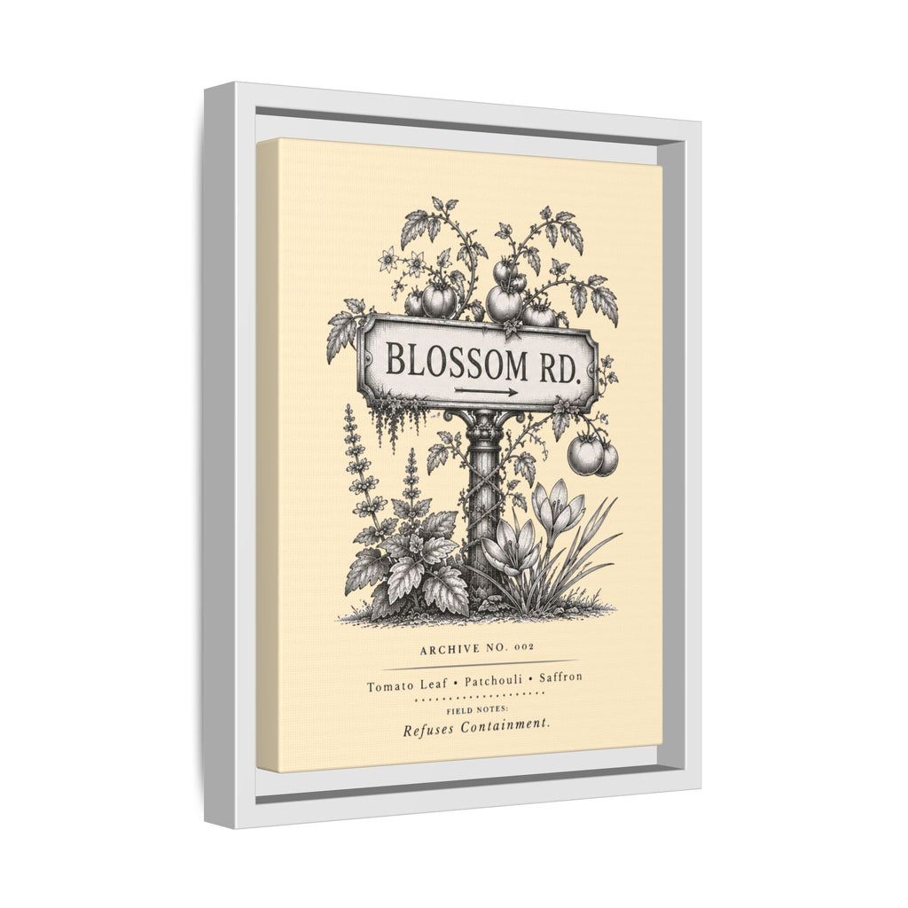 BLOSSOM RD. Vintage Botanical Street Sign Print Framed Canvas Art