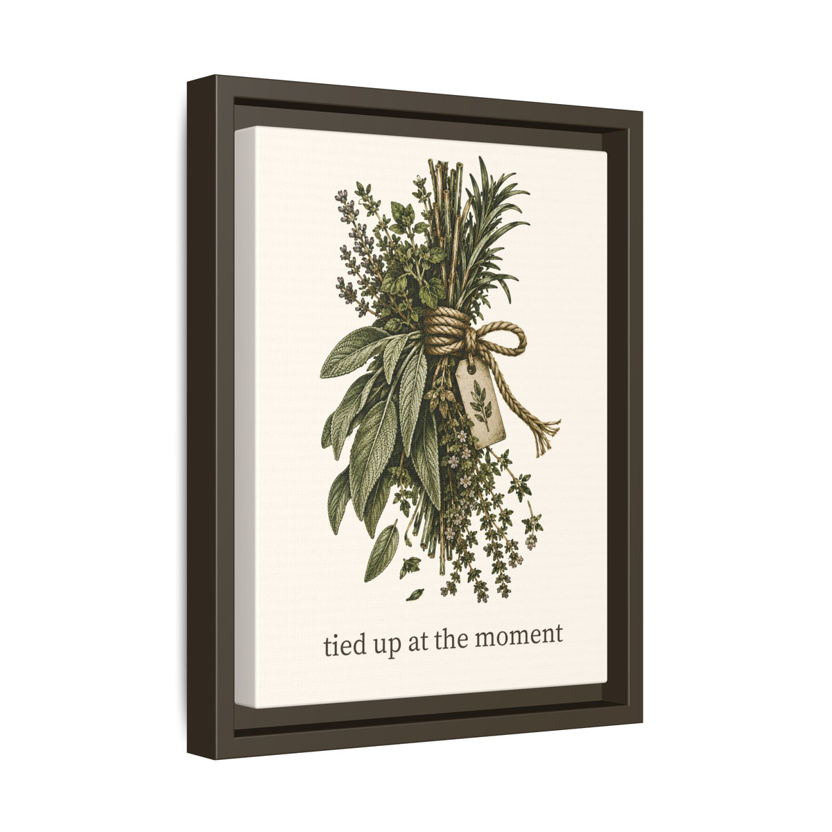 Tied Up at the Moment Kitchen Herb Matte Framed Canvas Wall Art
