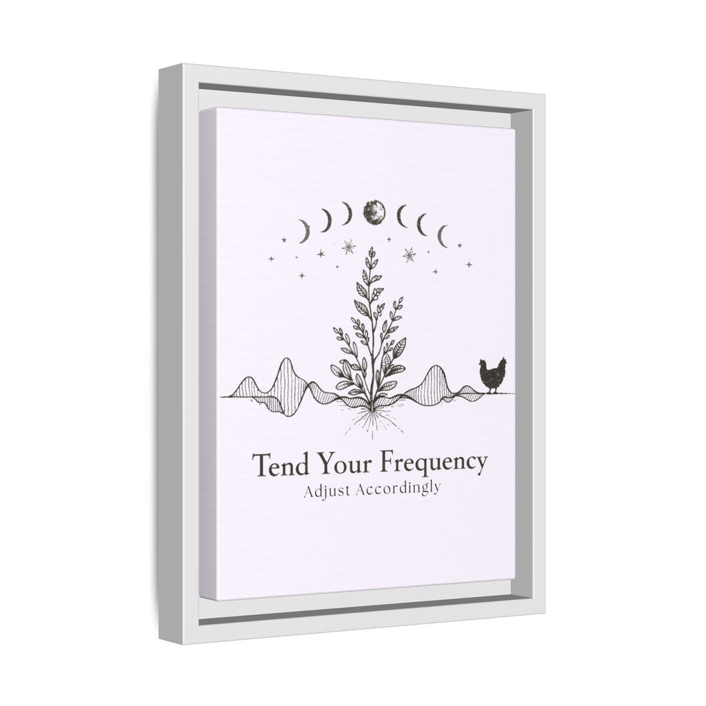 Tend Your Frequency: Adjust Accordingly Botanical Moon Phase Framed Canvas Print