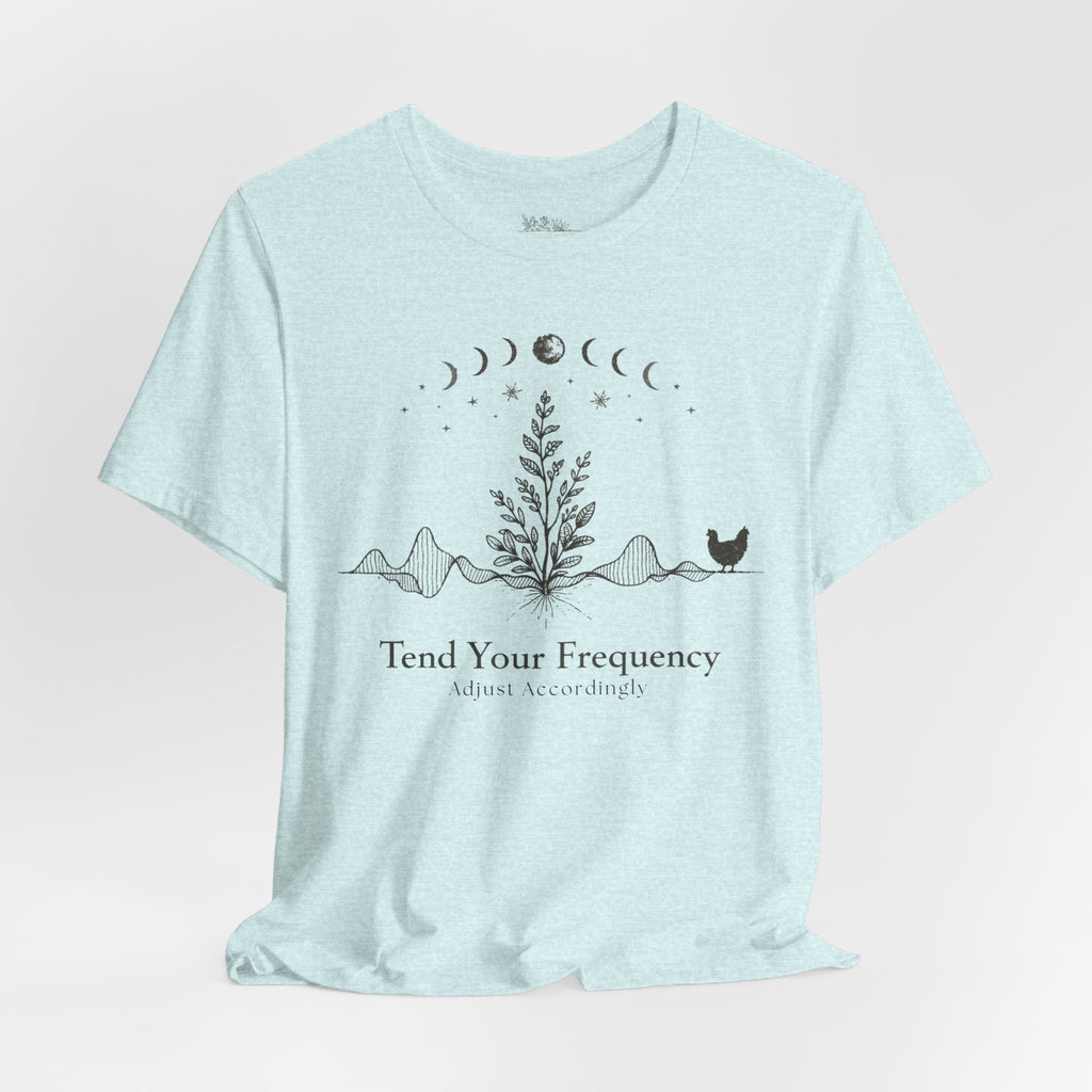 Tend Your Frequency: Adjust Accordingly Moon Phase Botanical Tee