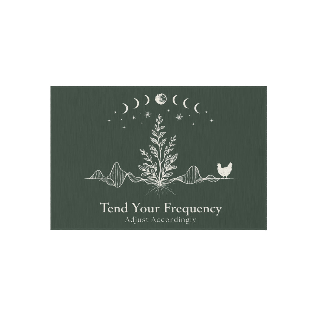 Tend Your Frequency: Adjust Accordingly Botanical Moon Phases Outdoor Rug Doormat