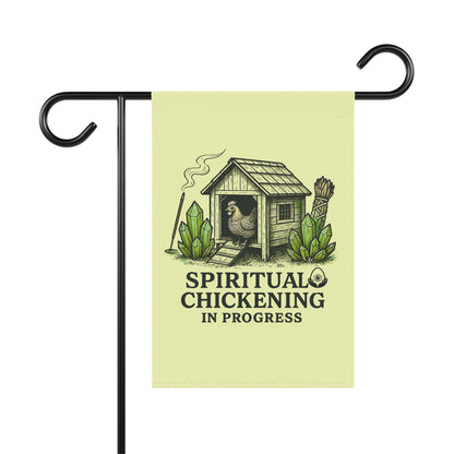 Spiritual Chickening in Progress Garden Banner: Your Mystical Manor