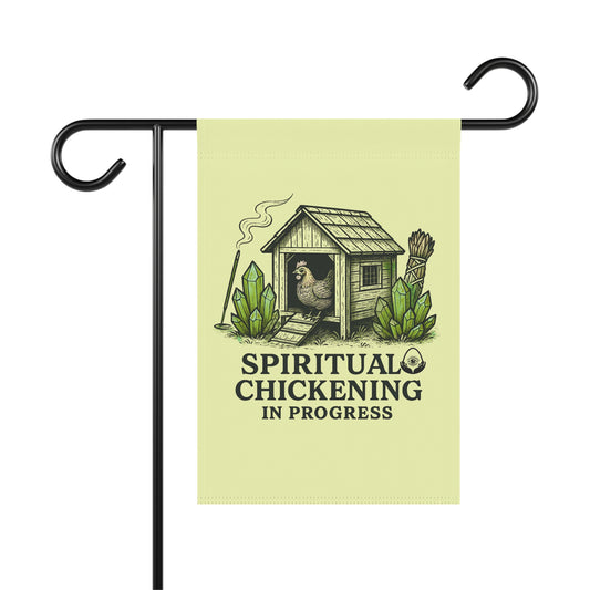 Spiritual Chickening in Progress Garden Banner: Your Mystical Manor
