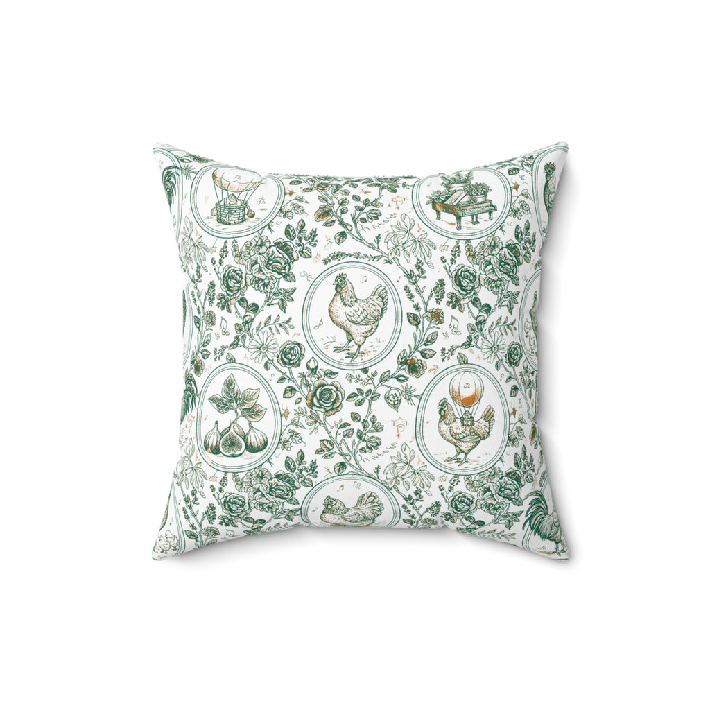 Botanical Coop Toile Accent Pillow