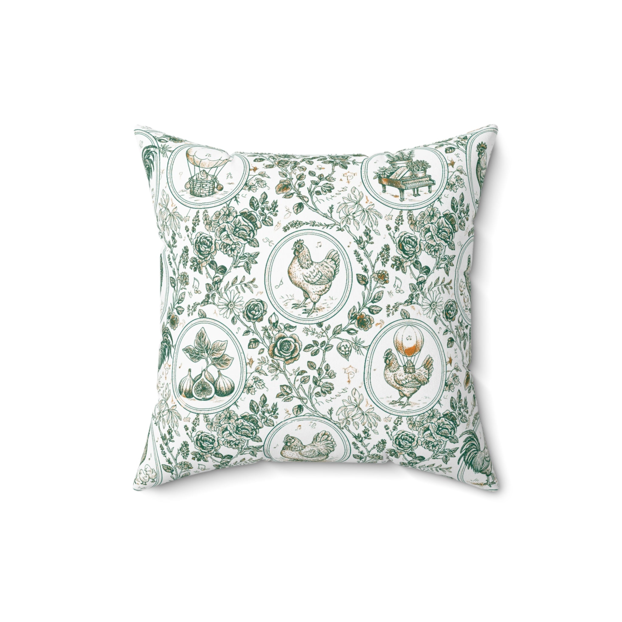 Botanical Coop Toile Accent Pillow