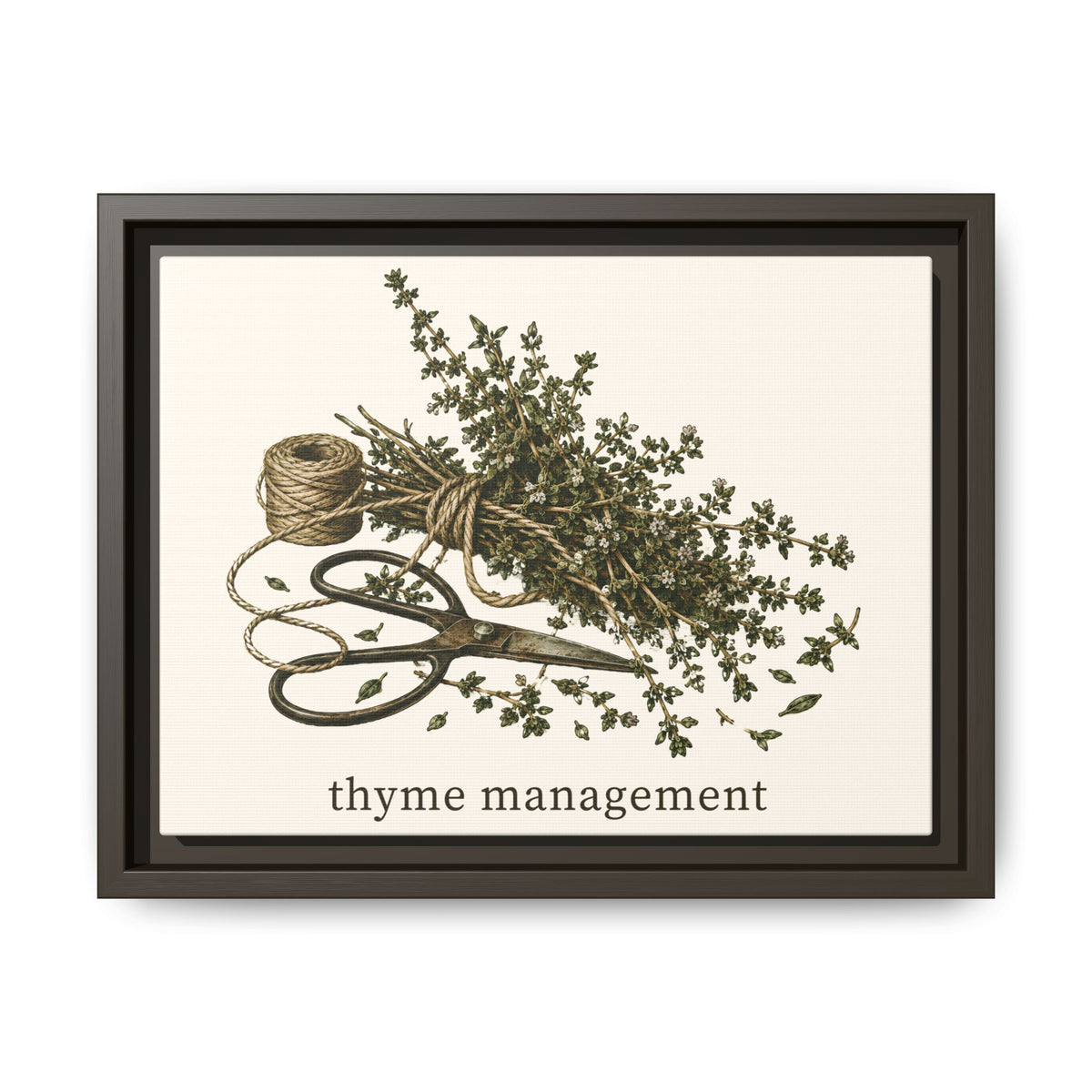 Thyme Management Kitchen Herb Framed Canvas Wall Art