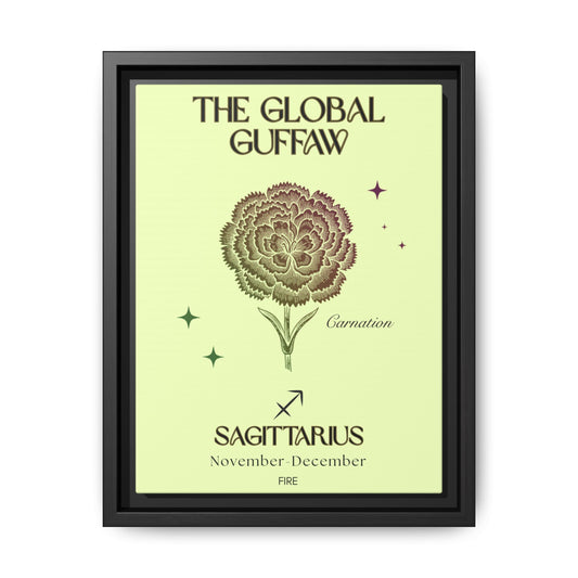 Sagittarius The Global Guffaw Carnation Matte Canvas, Framed