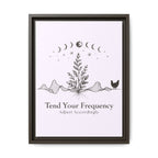 Tend Your Frequency: Adjust Accordingly Botanical Moon Phase Framed Canvas Print