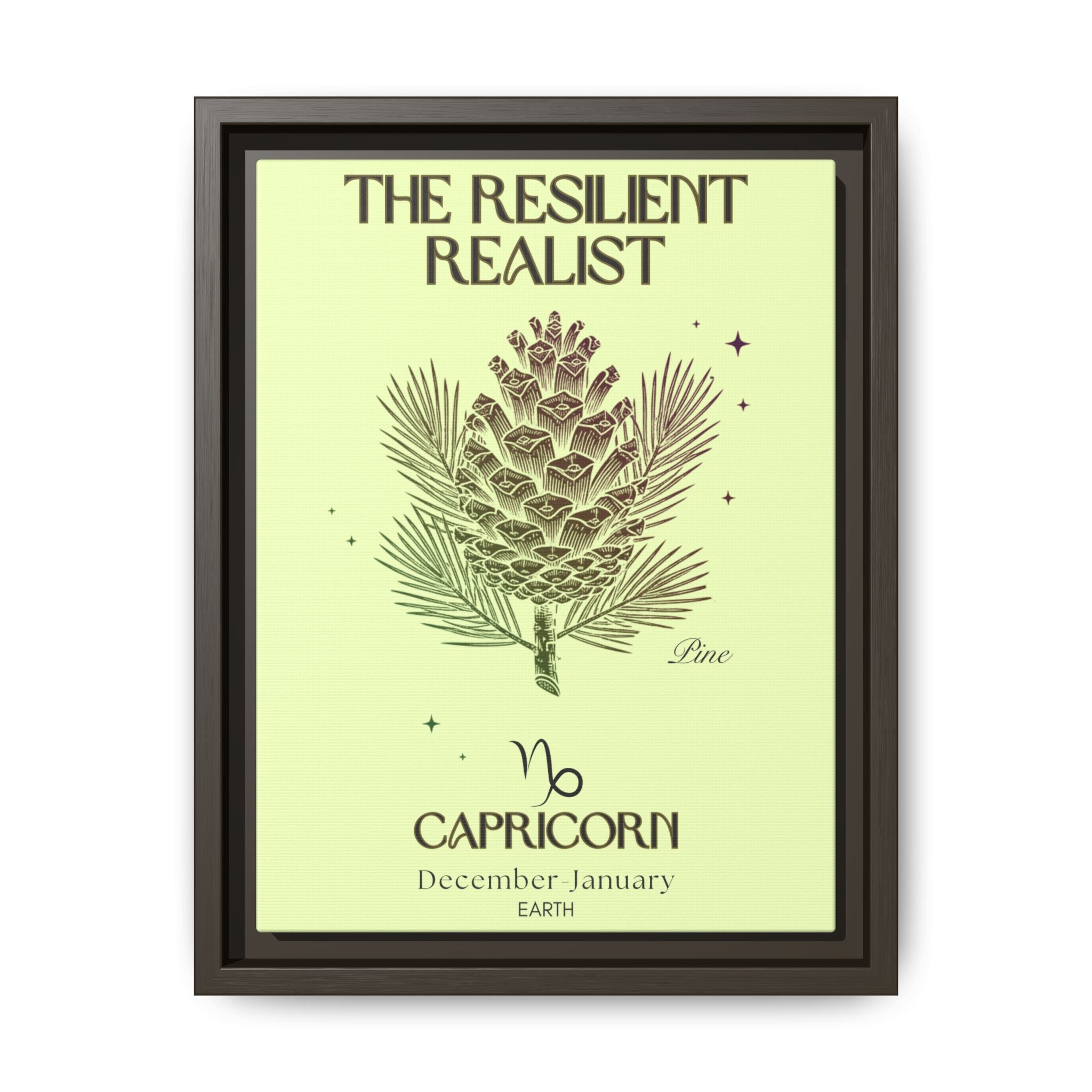 Capricorn The Resilient Realist Pine Matte Canvas, Framed