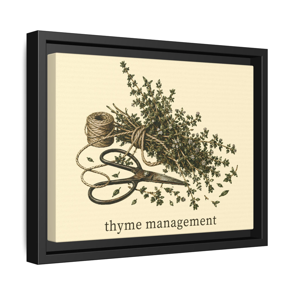 Thyme Management Kitchen Herb Framed Canvas Wall Art