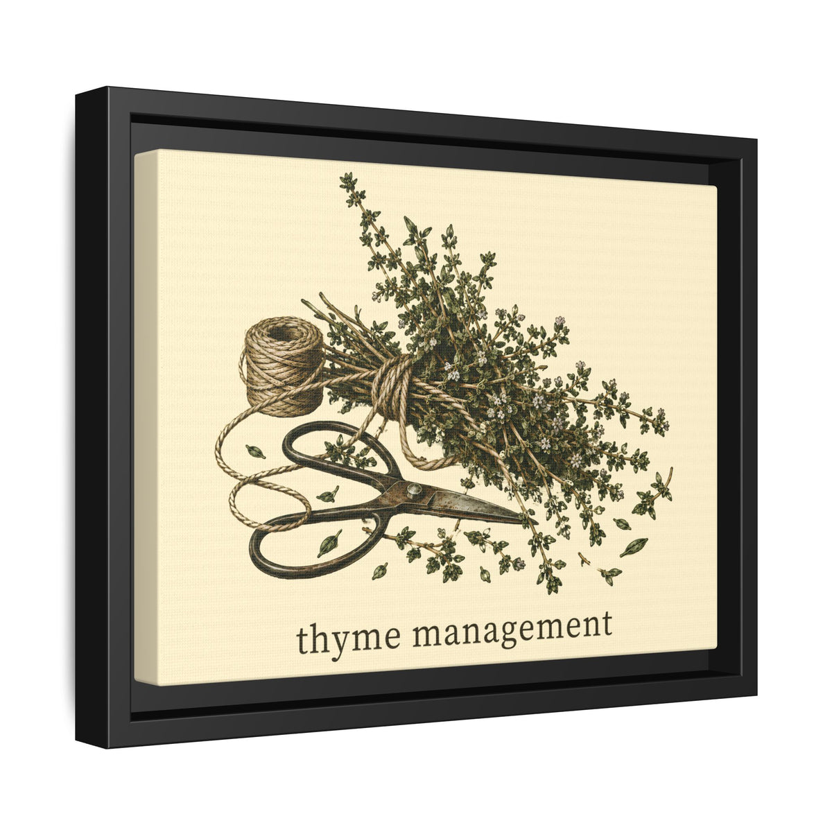 Thyme Management Kitchen Herb Framed Canvas Wall Art