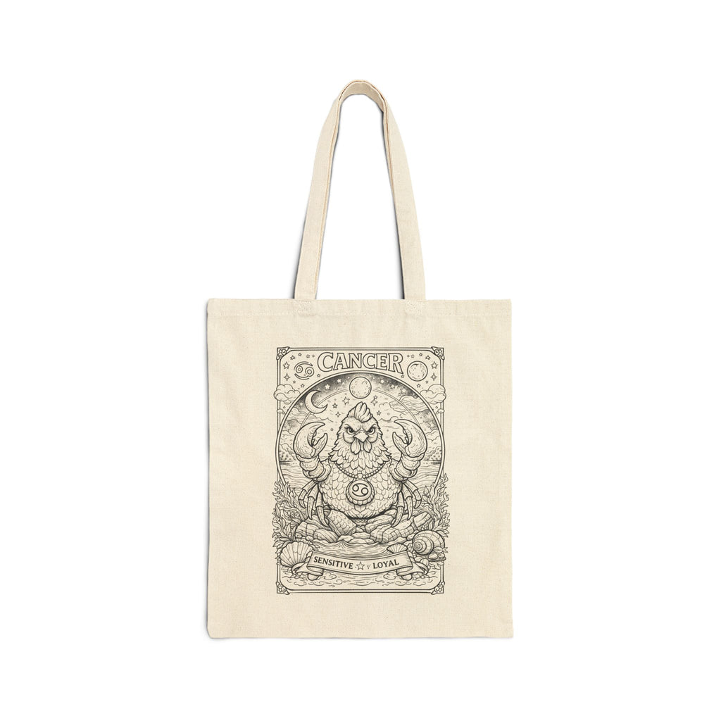 Cancer Chicken Crab Zodiac Coloring Book Canvas Tote Bag