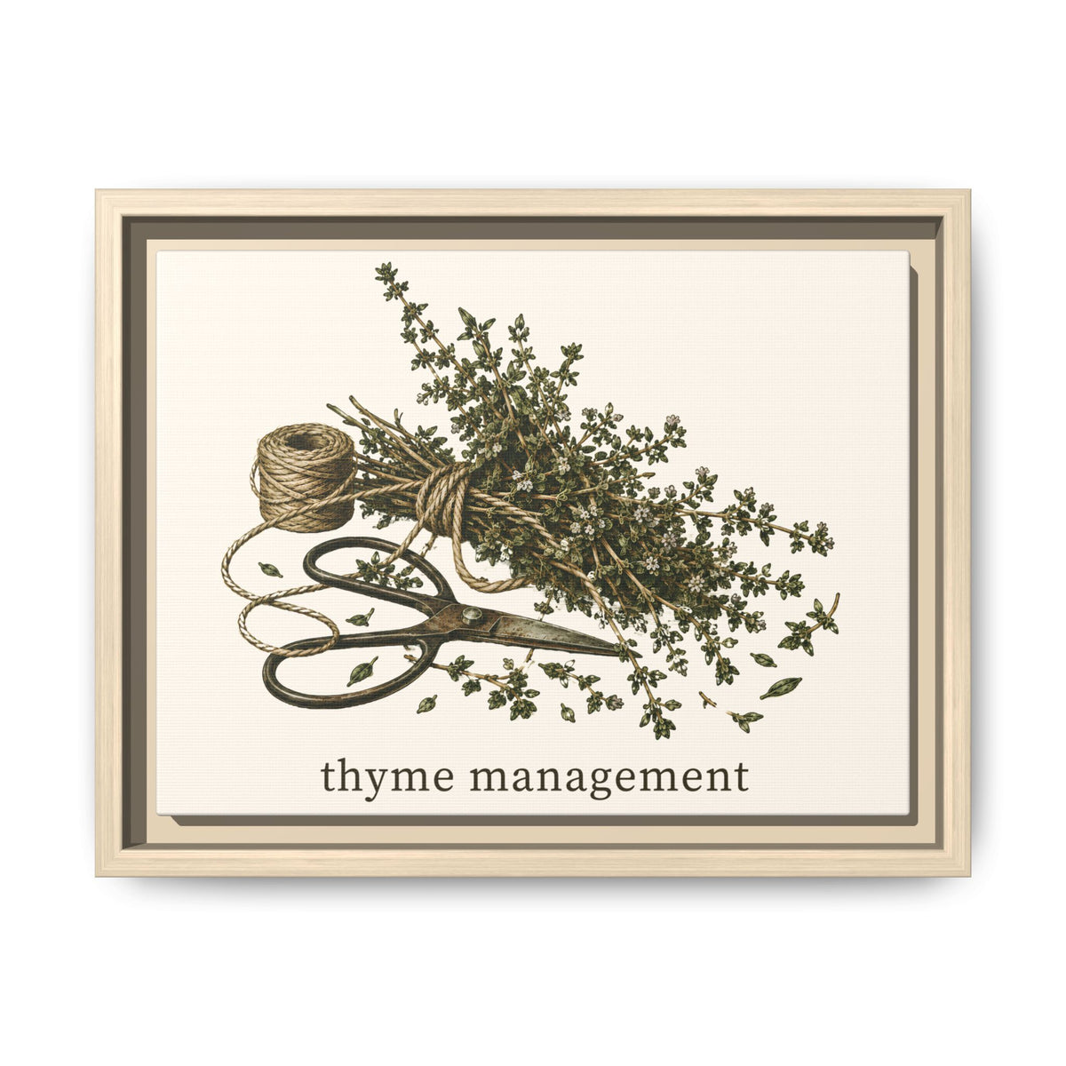 Thyme Management Kitchen Herb Framed Canvas Wall Art