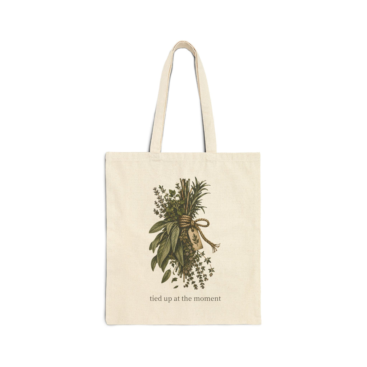 Tied Up at the Moment Herb Bundle Cotton Canvas Tote Bag