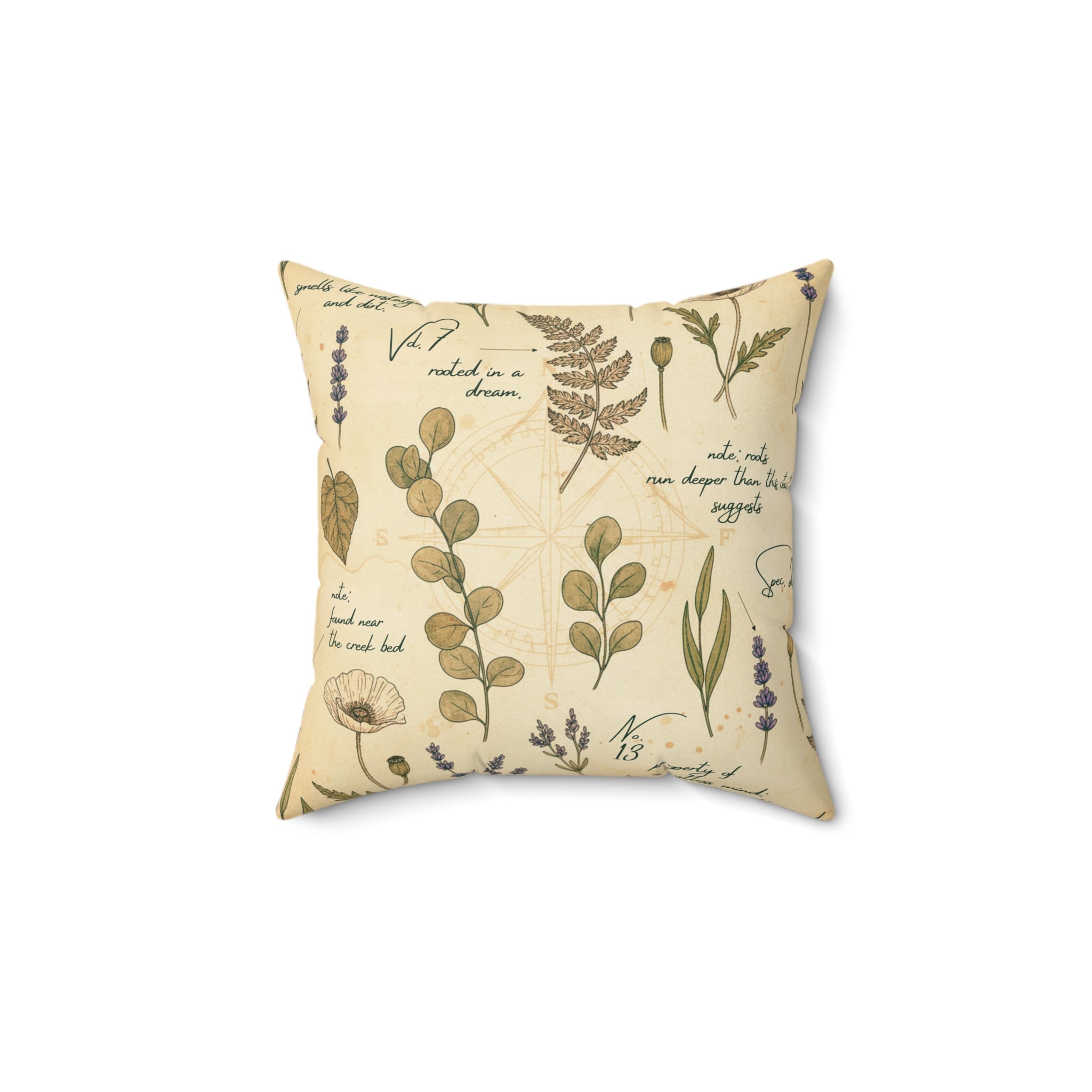 Field Guide Vintage Botanical Decorative Throw Pillow