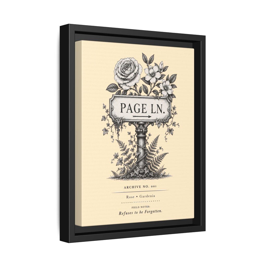 PAGE LN Vintage Botanical Sign Art Framed Matte Canvas Print