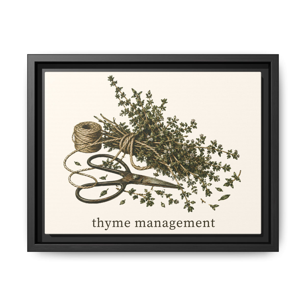 Thyme Management Kitchen Herb Framed Canvas Wall Art
