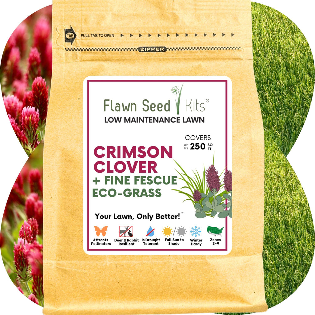 Crimson Clover + Mow Less Grass Seed