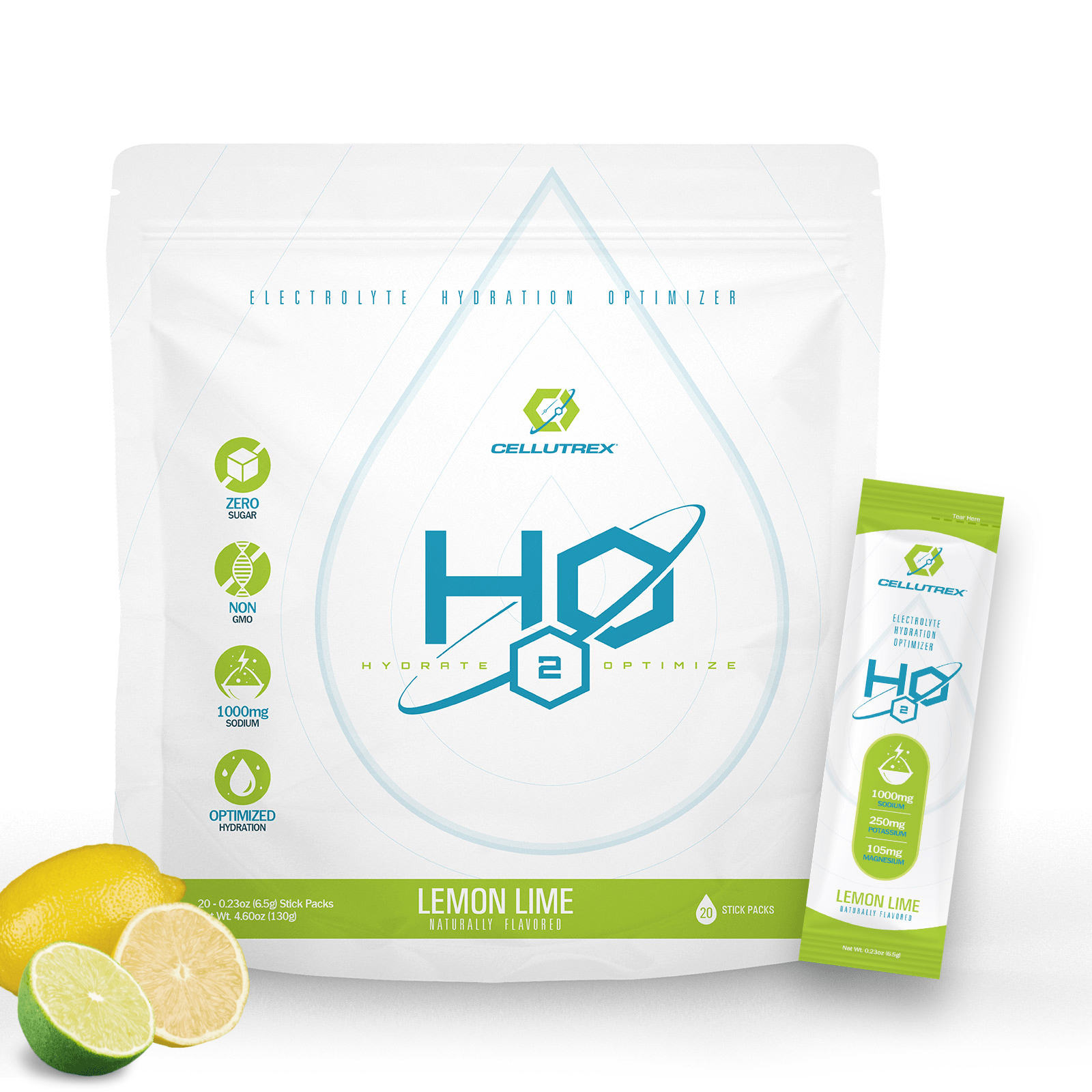 H2O ELECTROLYTES™ - Lemon Lime (20 count) - Zero Sugar Electrolyte Powder