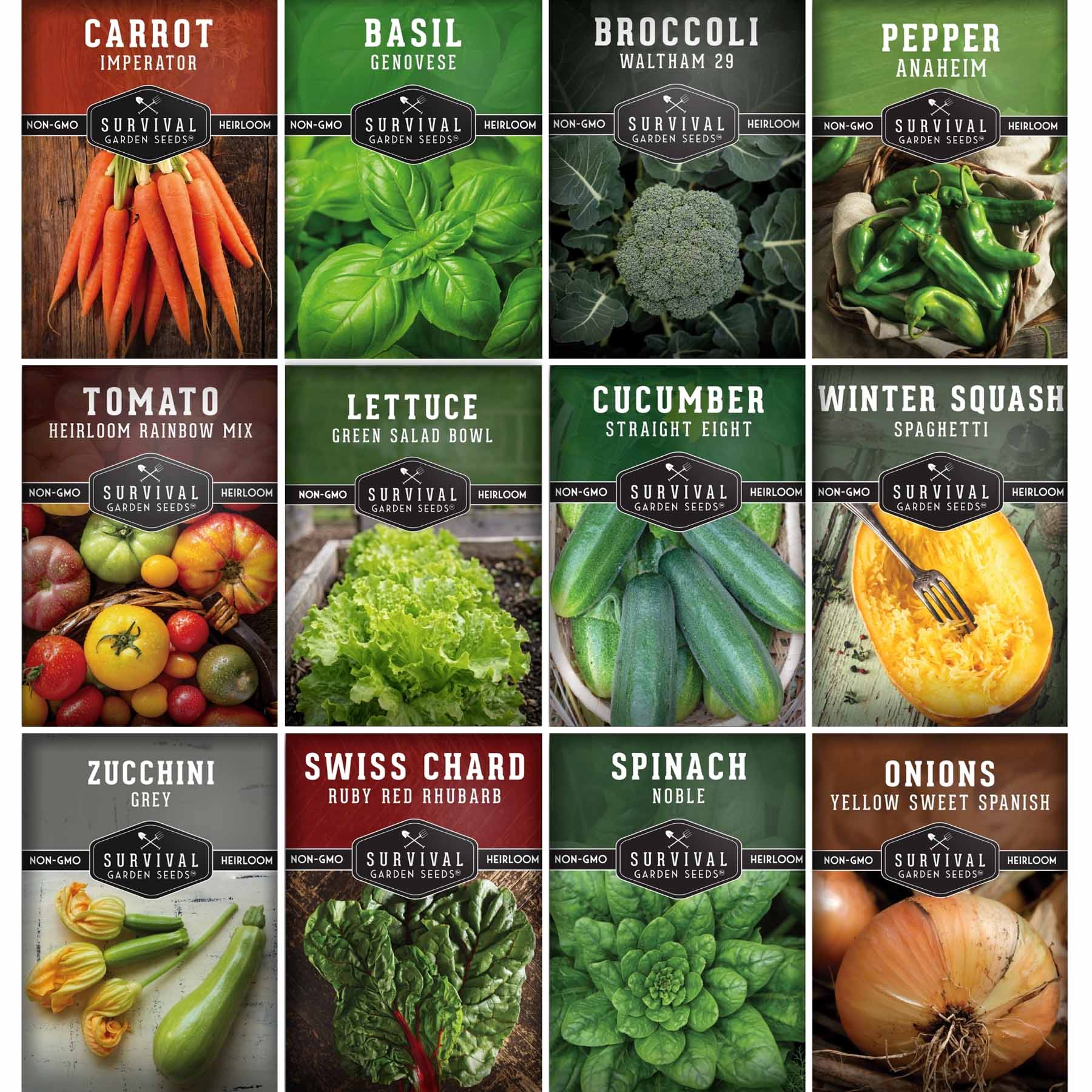 12 Vegetable Seed Collection – Heirloom Non-GMO Garden Vegetables & Herbs for Home Growing