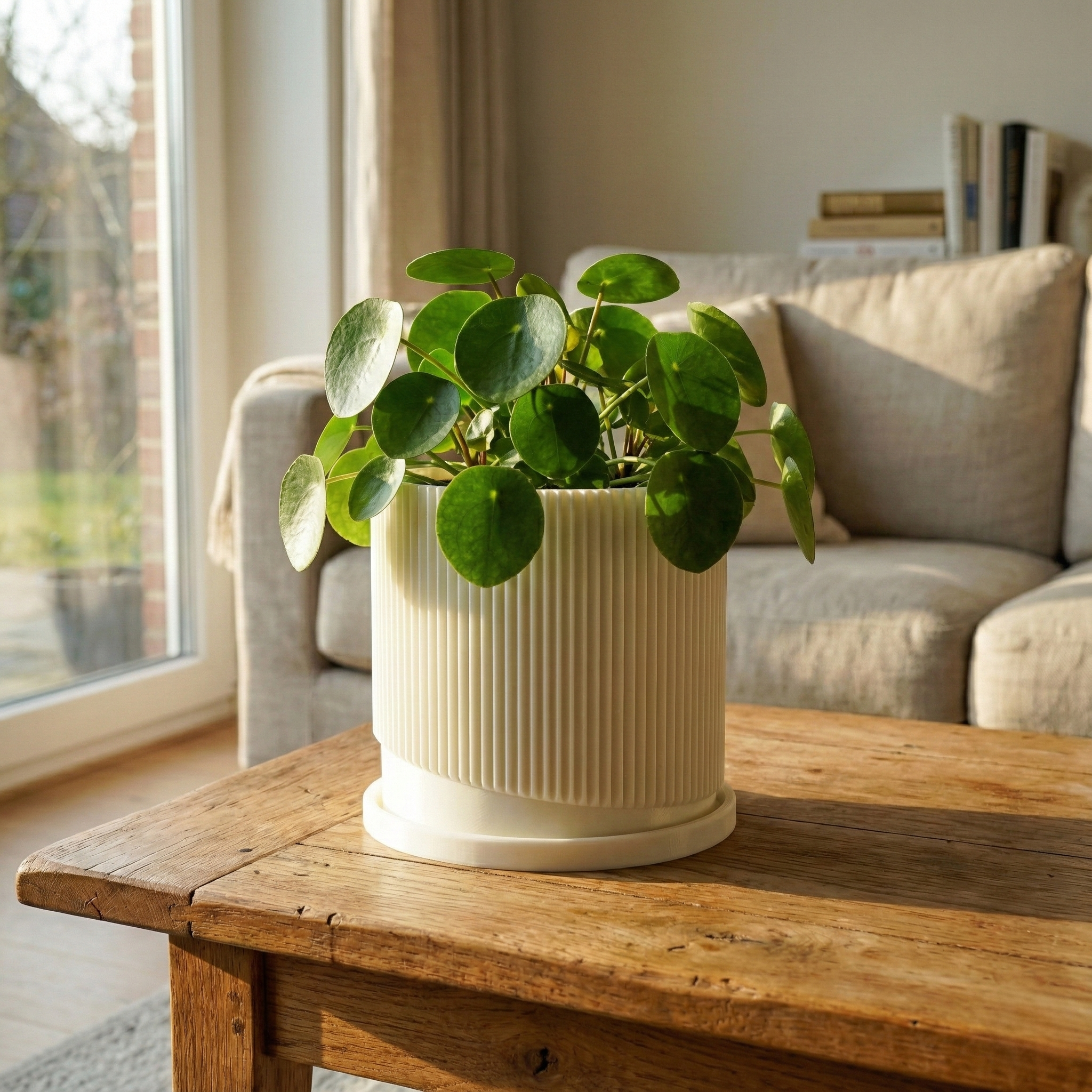 indoor planter with drainage and saucer Mid-Century Ribbed Planter with Drainage and Saucer in Multiple Colors – Page & Blossom
