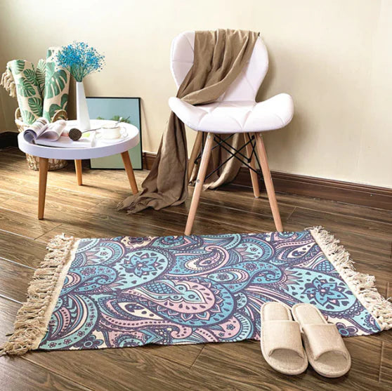 Retro Plant Rug for Sofa and Living Room