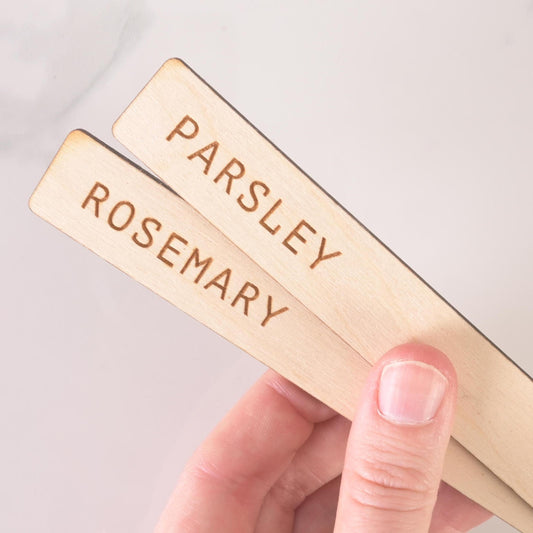 Laser-Cut Wood Plant Markers, Set of 6