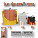 Self Watering Planter, Large Indoor Outdoor Plant Pot with Drainage, Modern Ribbed Design