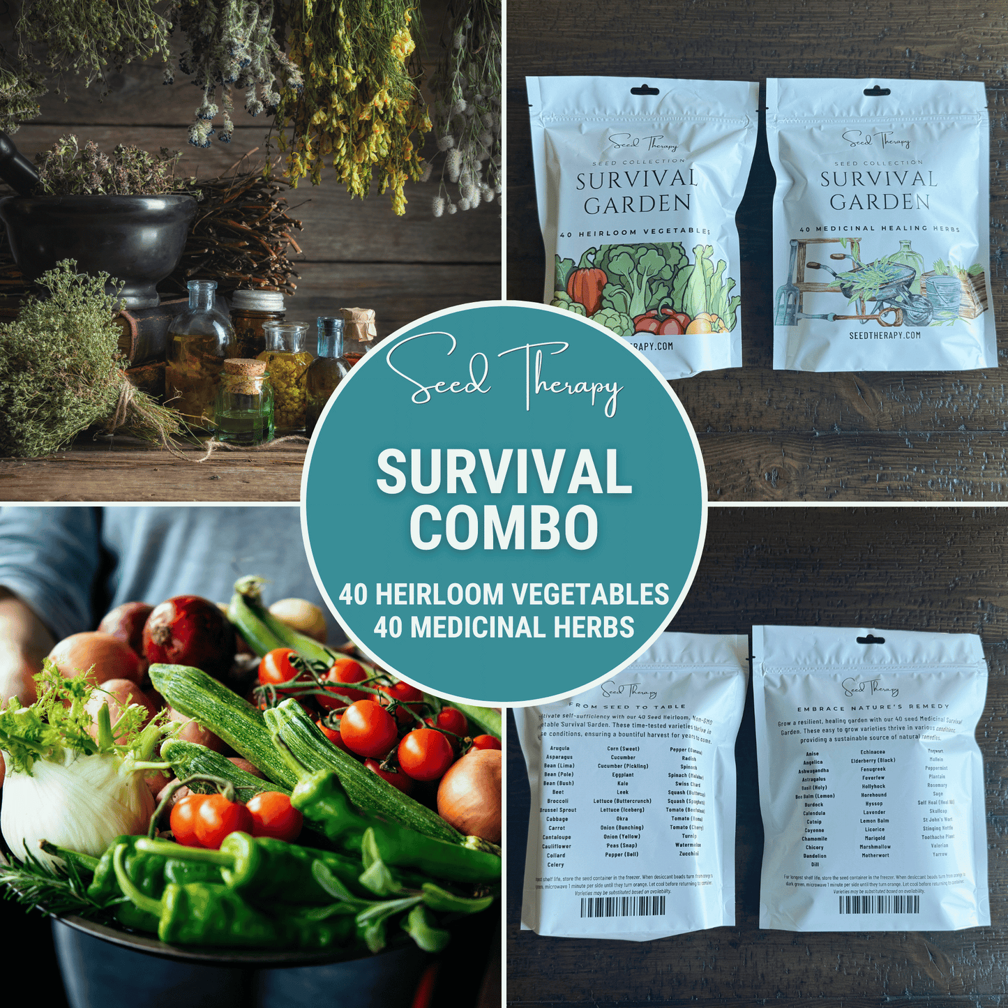 Survival Garden Combo – 40 Vegetable & 40 Medicinal Herb Varieties