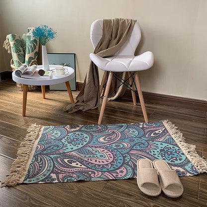 Retro Plant Rug for Sofa and Living Room